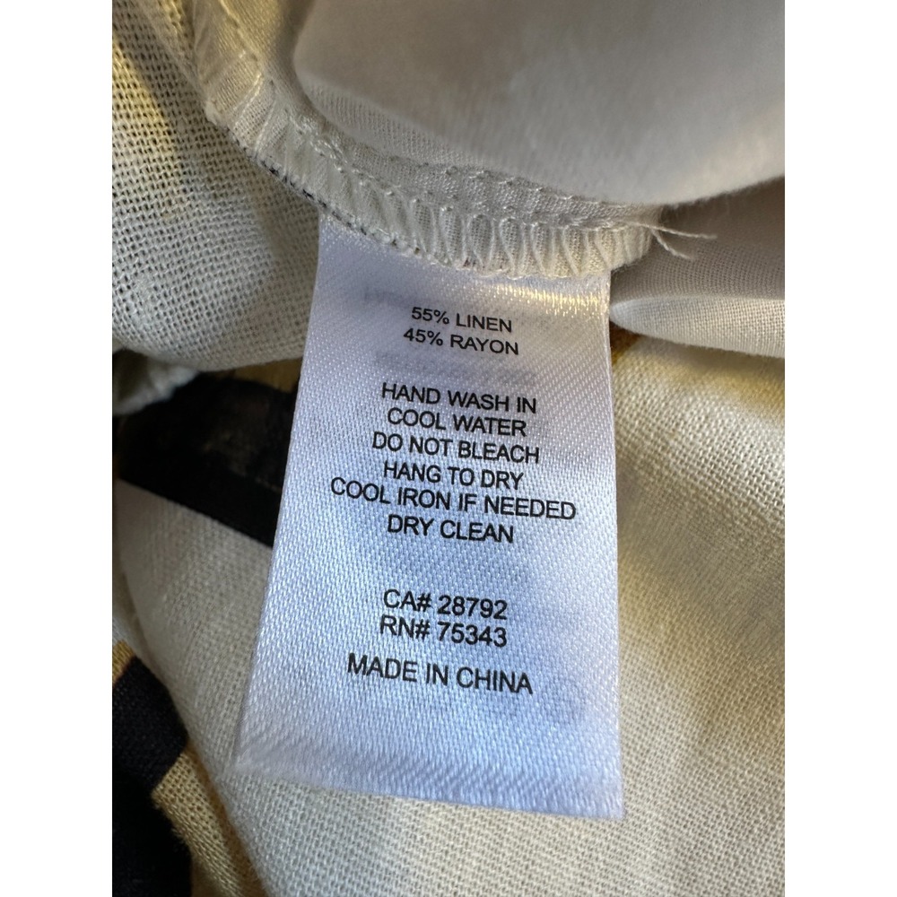C&C California Small Linen Blend Vacation Print Wide Leg Pants Ivory Multi - Picture 7 of 13
